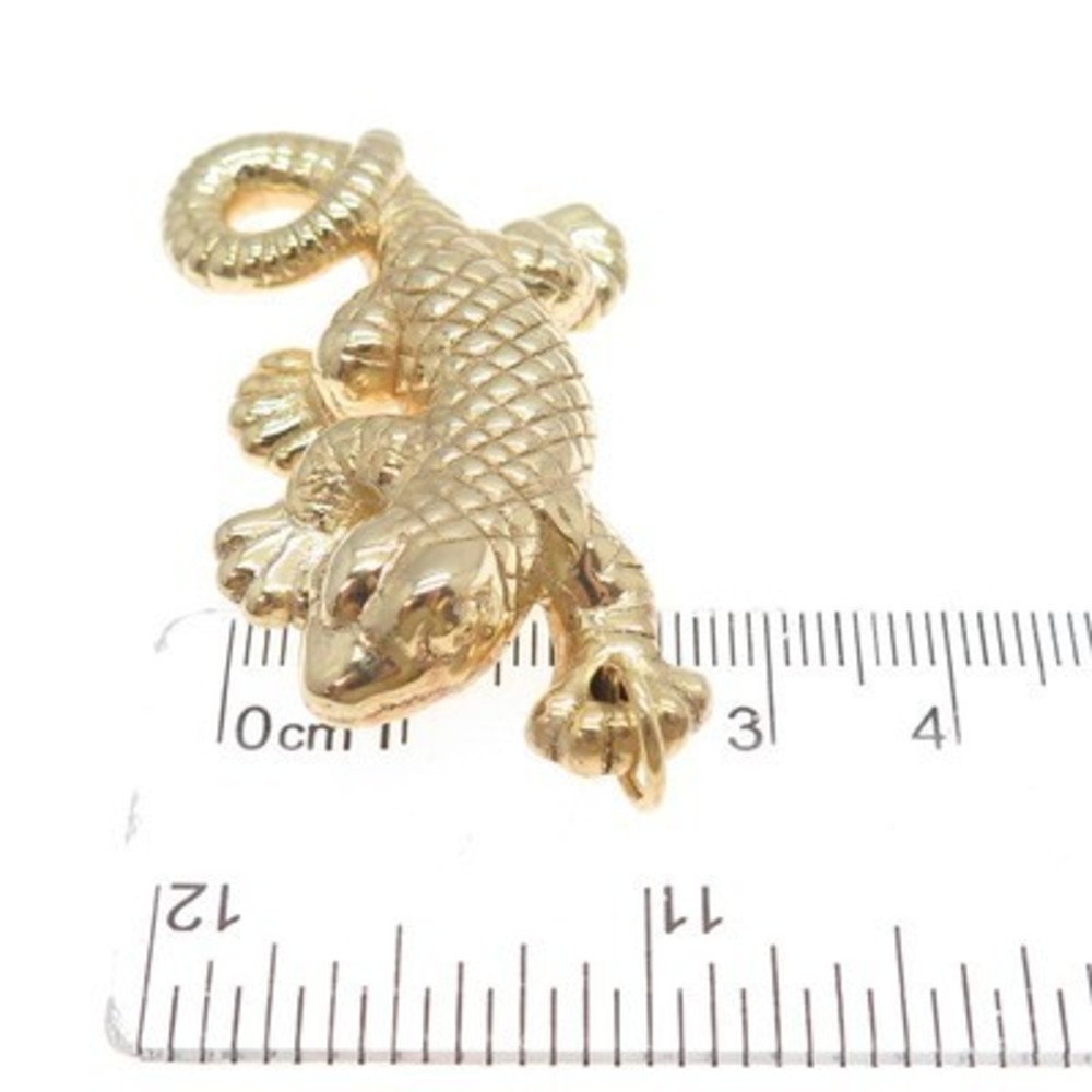 ITAOR 925 Sterling Silver Gold Plated Vintage Italy Lizard 3D Charm Pendant - Picture 4 of 8